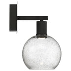 Port Nine Burgundy LED Wall Sconce, Matte Black / Seeded Glass / 9W