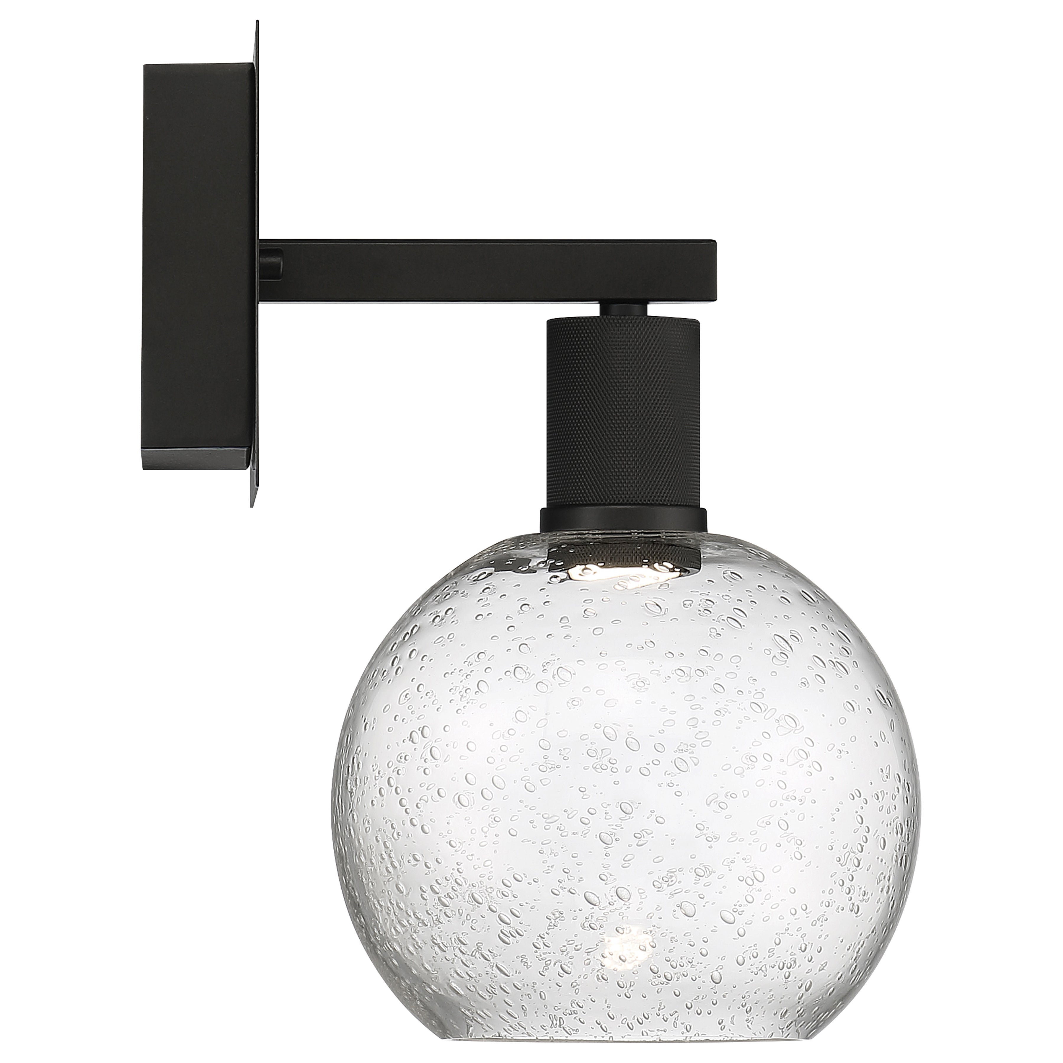 Port Nine Burgundy LED Wall Sconce, Matte Black / Seeded Glass / 9W