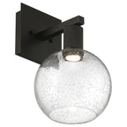 Port Nine Burgundy LED Wall Sconce, Matte Black / Seeded Glass / 9W