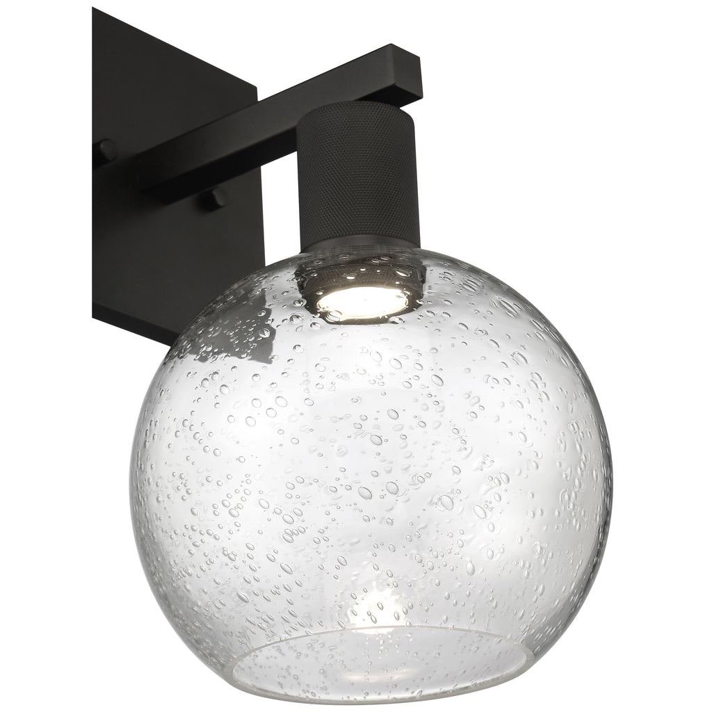 Port Nine Burgundy LED Wall Sconce, Matte Black / Seeded Glass / 9W