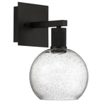 Port Nine Burgundy LED Wall Sconce, Matte Black / Seeded Glass / 9W