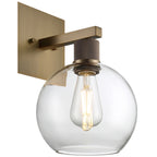 Port Nine Burgundy LED Wall Sconce, Antique Brushed Brass / Clear Glass / 7W