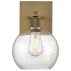 Port Nine Burgundy LED Wall Sconce, Antique Brushed Brass / Seeded Glass / 7W