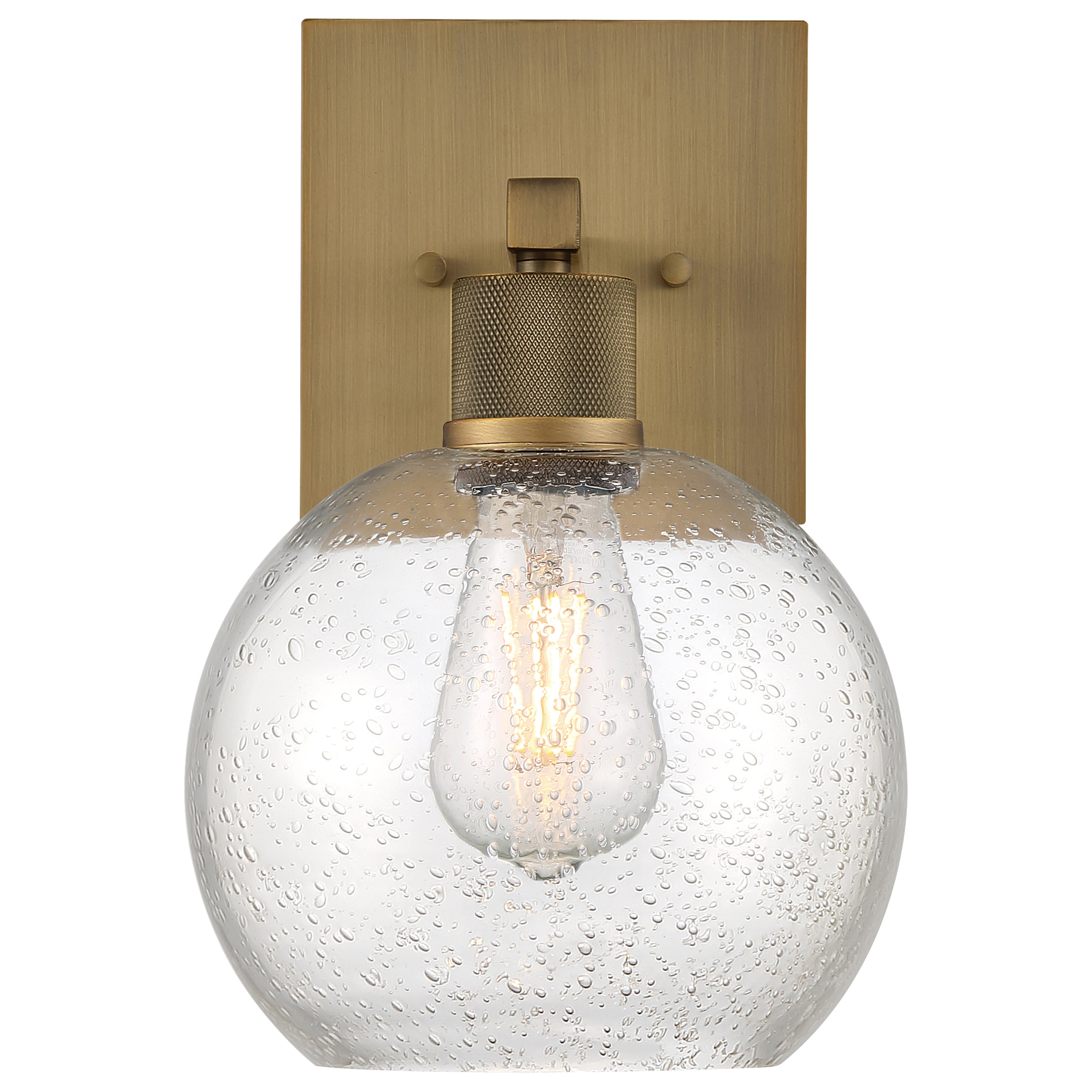 Port Nine Burgundy LED Wall Sconce, Antique Brushed Brass / Seeded Glass / 7W
