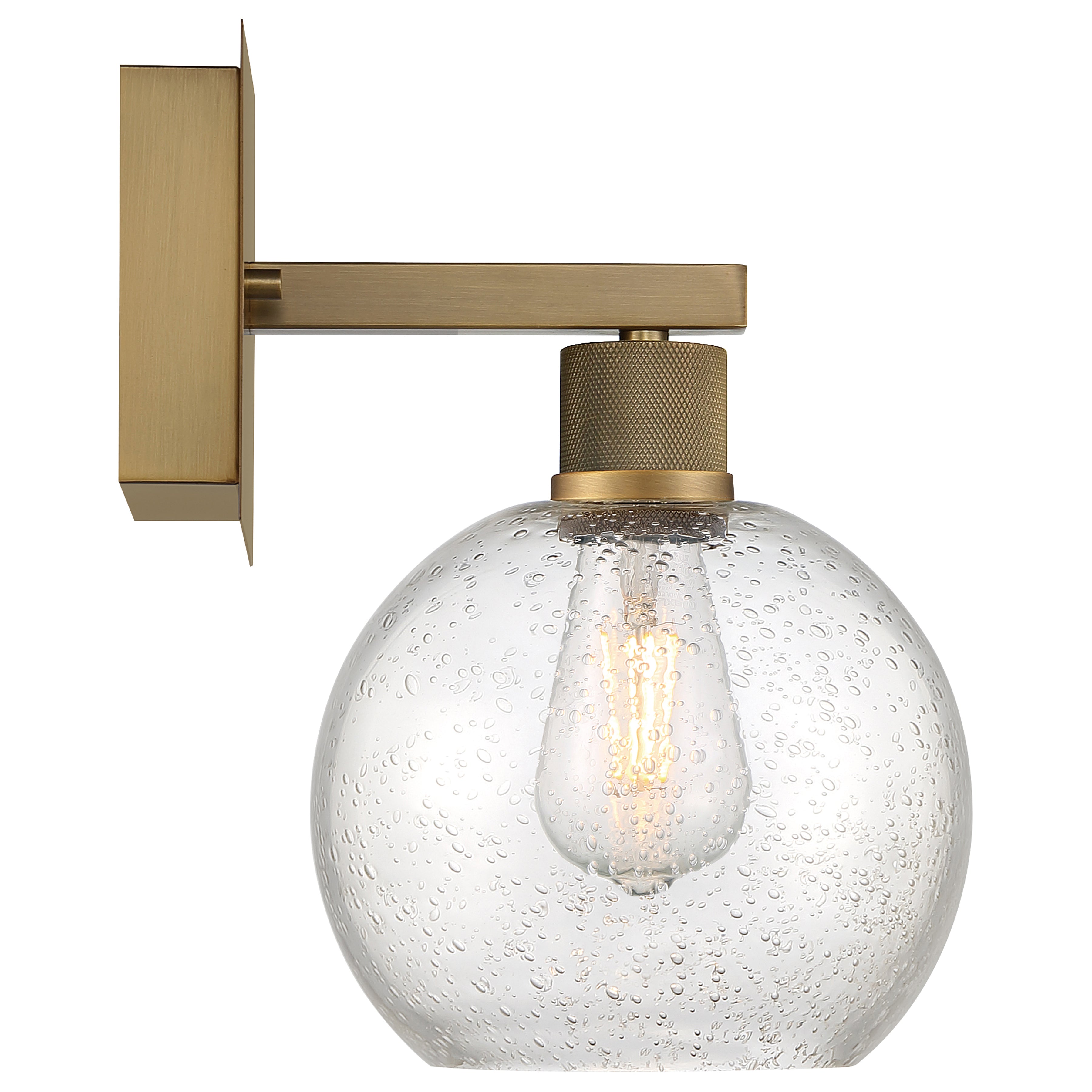 Port Nine Burgundy LED Wall Sconce, Antique Brushed Brass / Seeded Glass / 7W