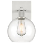 Port Nine Burgundy LED Wall Sconce, Brushed Steel / Clear Glass / 7W
