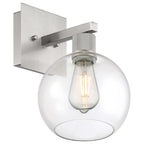 Port Nine Burgundy LED Wall Sconce, Brushed Steel / Clear Glass / 7W