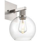 Port Nine Burgundy LED Wall Sconce, Brushed Steel / Clear Glass / 7W