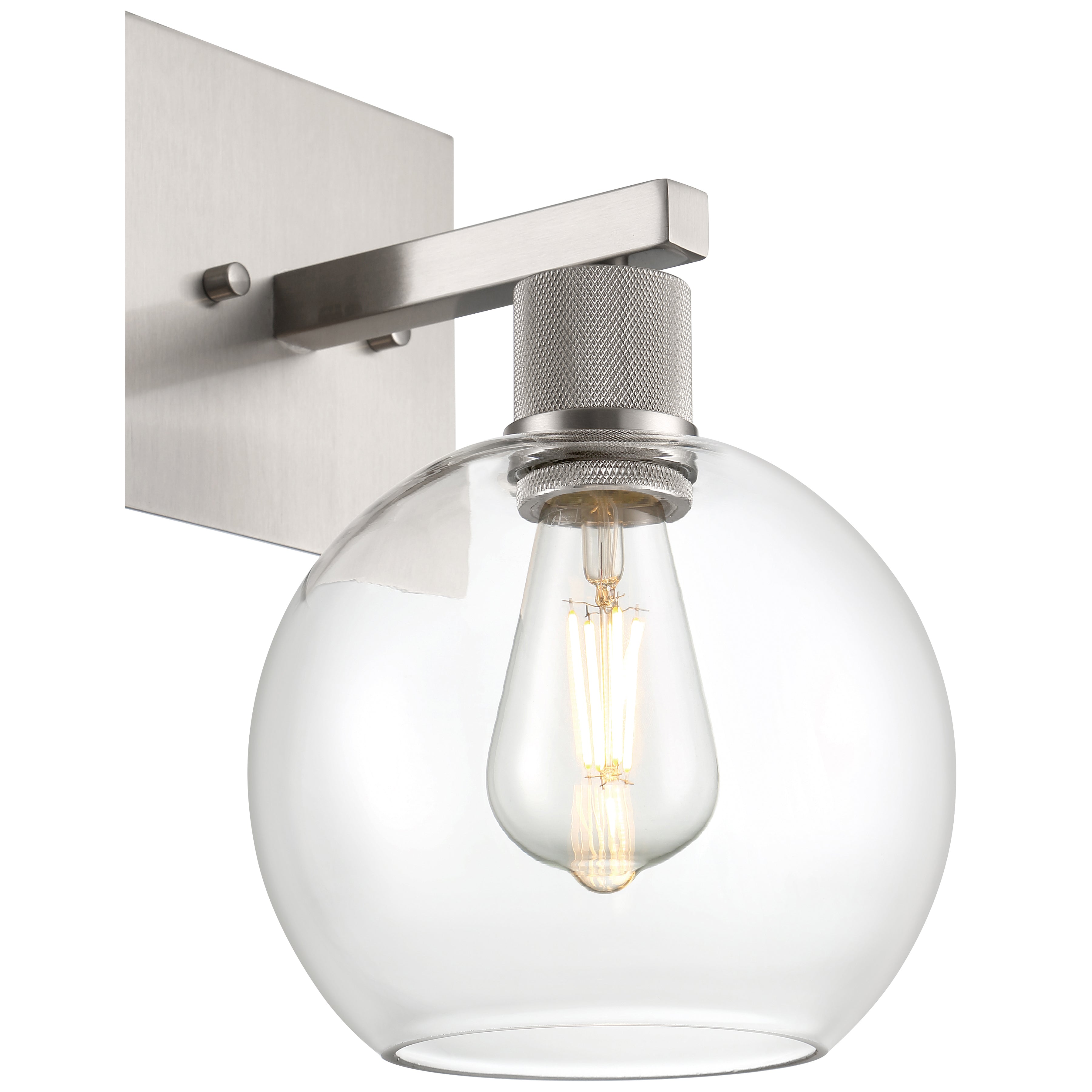 Port Nine Burgundy LED Wall Sconce, Brushed Steel / Clear Glass / 7W