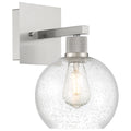 Port Nine Burgundy LED Wall Sconce, Brushed Steel / Seeded Glass / 7W