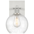 Port Nine Burgundy LED Wall Sconce, Brushed Steel / Seeded Glass / 7W