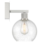 Port Nine Burgundy LED Wall Sconce, Brushed Steel / Seeded Glass / 7W