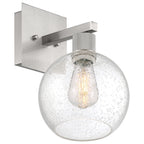 Port Nine Burgundy LED Wall Sconce, Brushed Steel / Seeded Glass / 7W