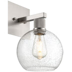 Port Nine Burgundy LED Wall Sconce, Brushed Steel / Seeded Glass / 7W