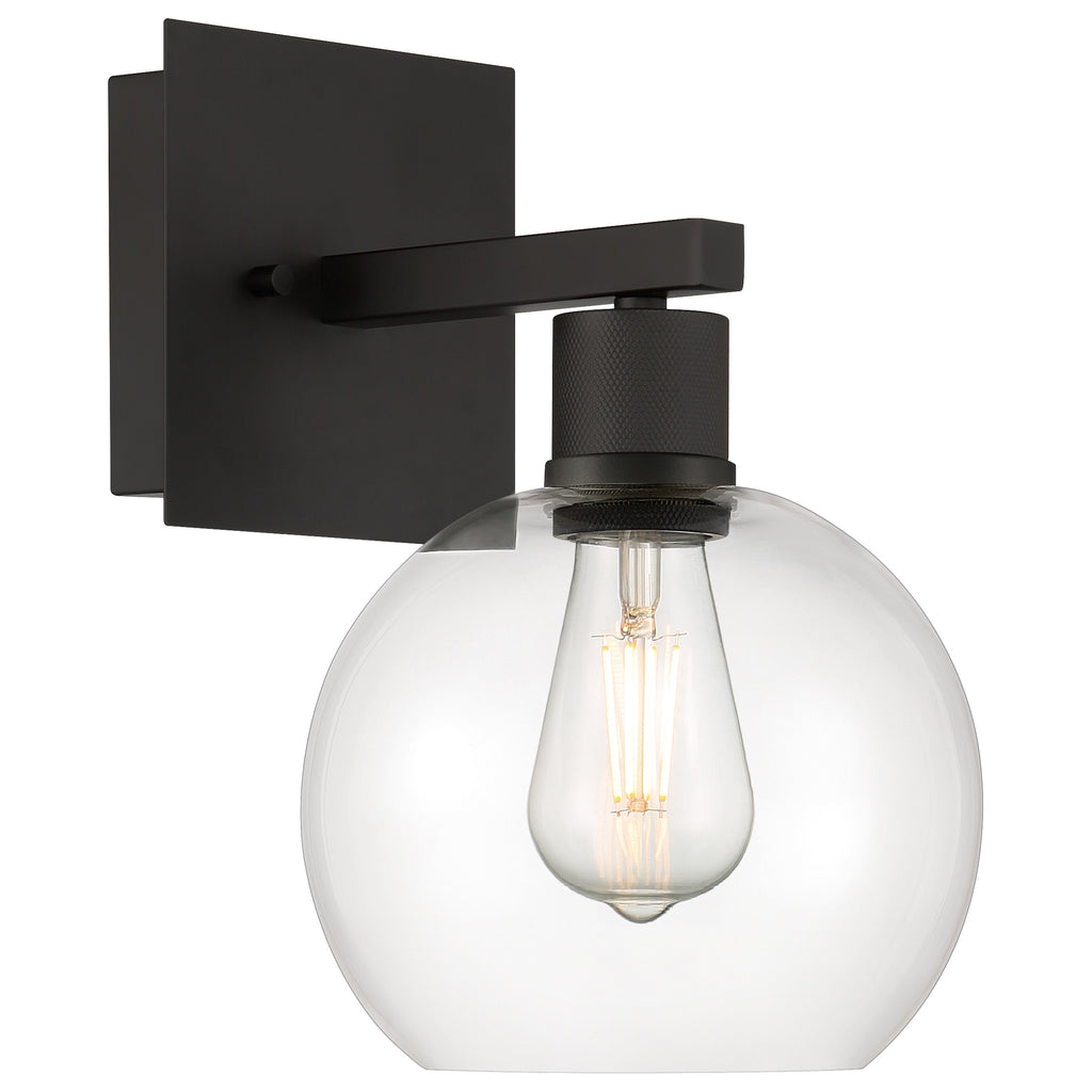 Port Nine Burgundy LED Wall Sconce, Matte Black / Clear Glass / 7W