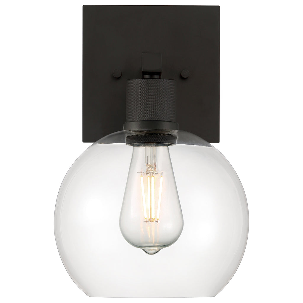 Port Nine Burgundy LED Wall Sconce, Matte Black / Clear Glass / 7W