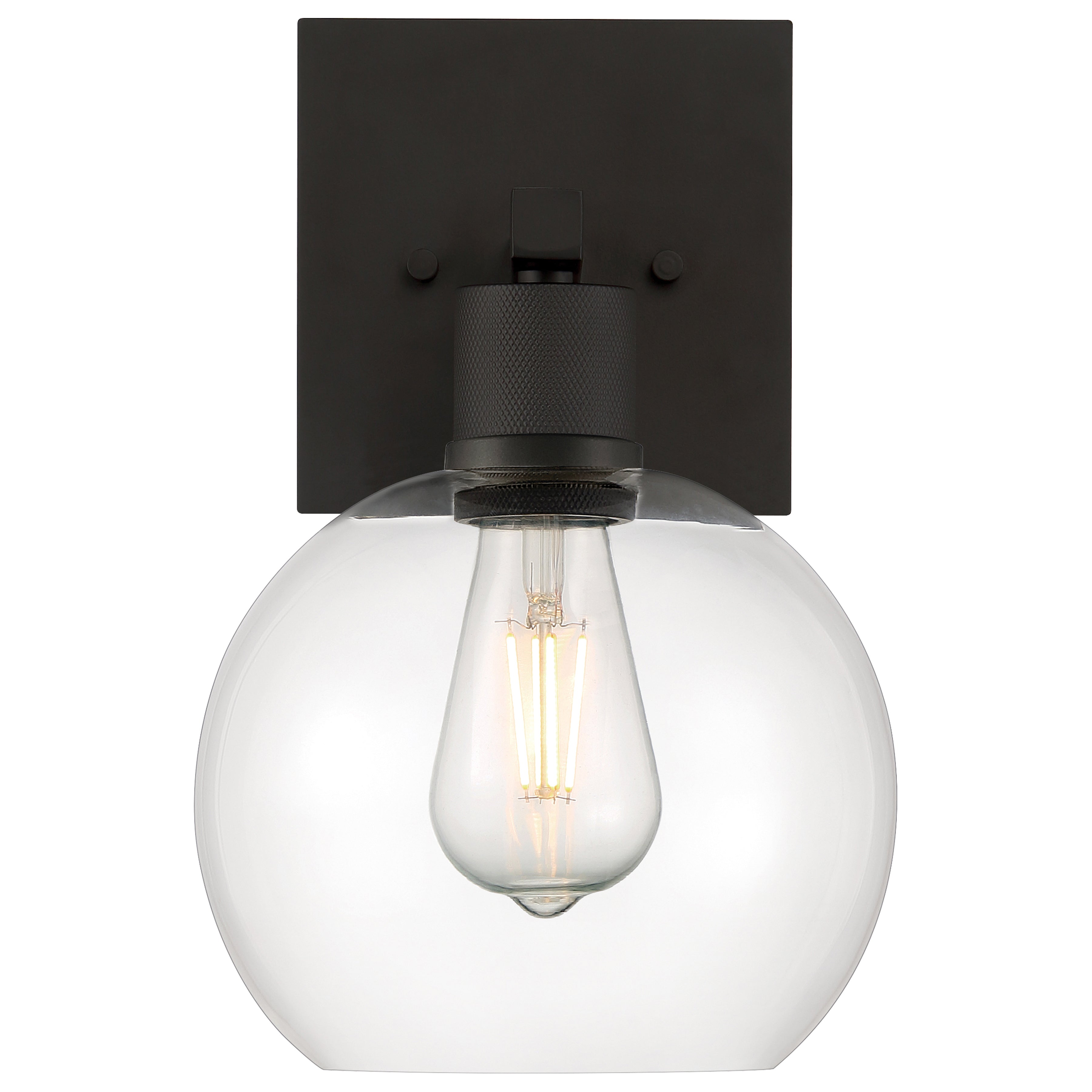 Port Nine Burgundy LED Wall Sconce, Matte Black / Clear Glass / 7W