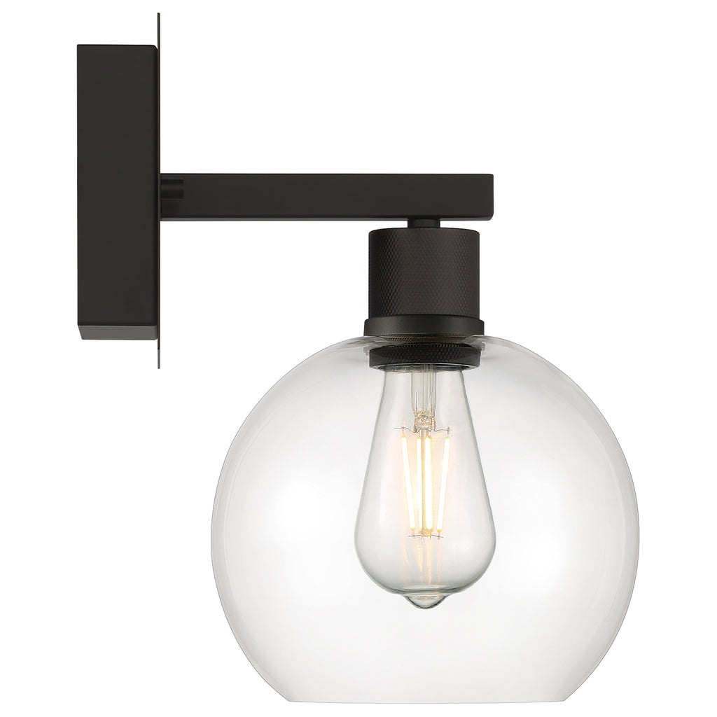 Port Nine Burgundy LED Wall Sconce, Matte Black / Clear Glass / 7W