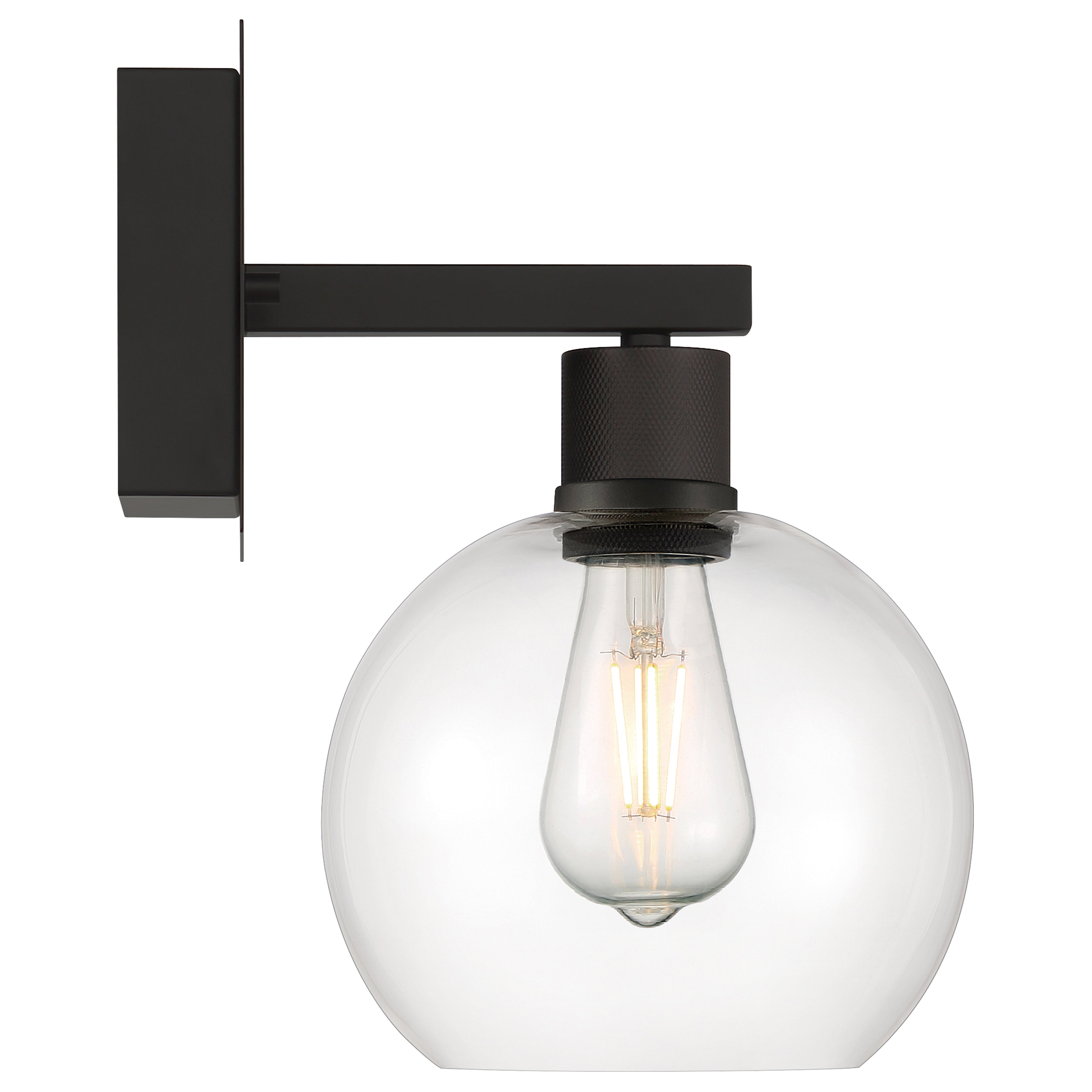 Port Nine Burgundy LED Wall Sconce, Matte Black / Clear Glass / 7W