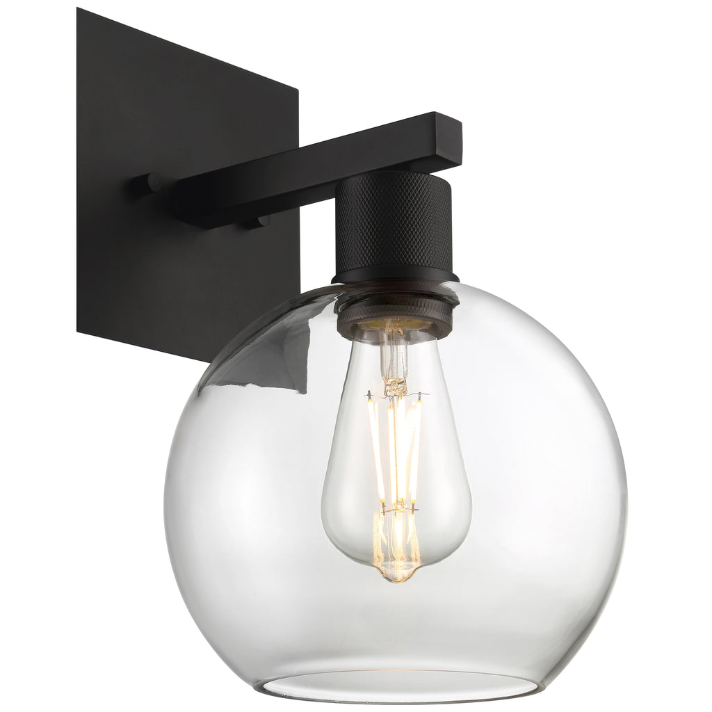 Port Nine Burgundy LED Wall Sconce, Matte Black / Clear Glass / 7W