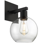 Port Nine Burgundy LED Wall Sconce, Matte Black / Clear Glass / 7W