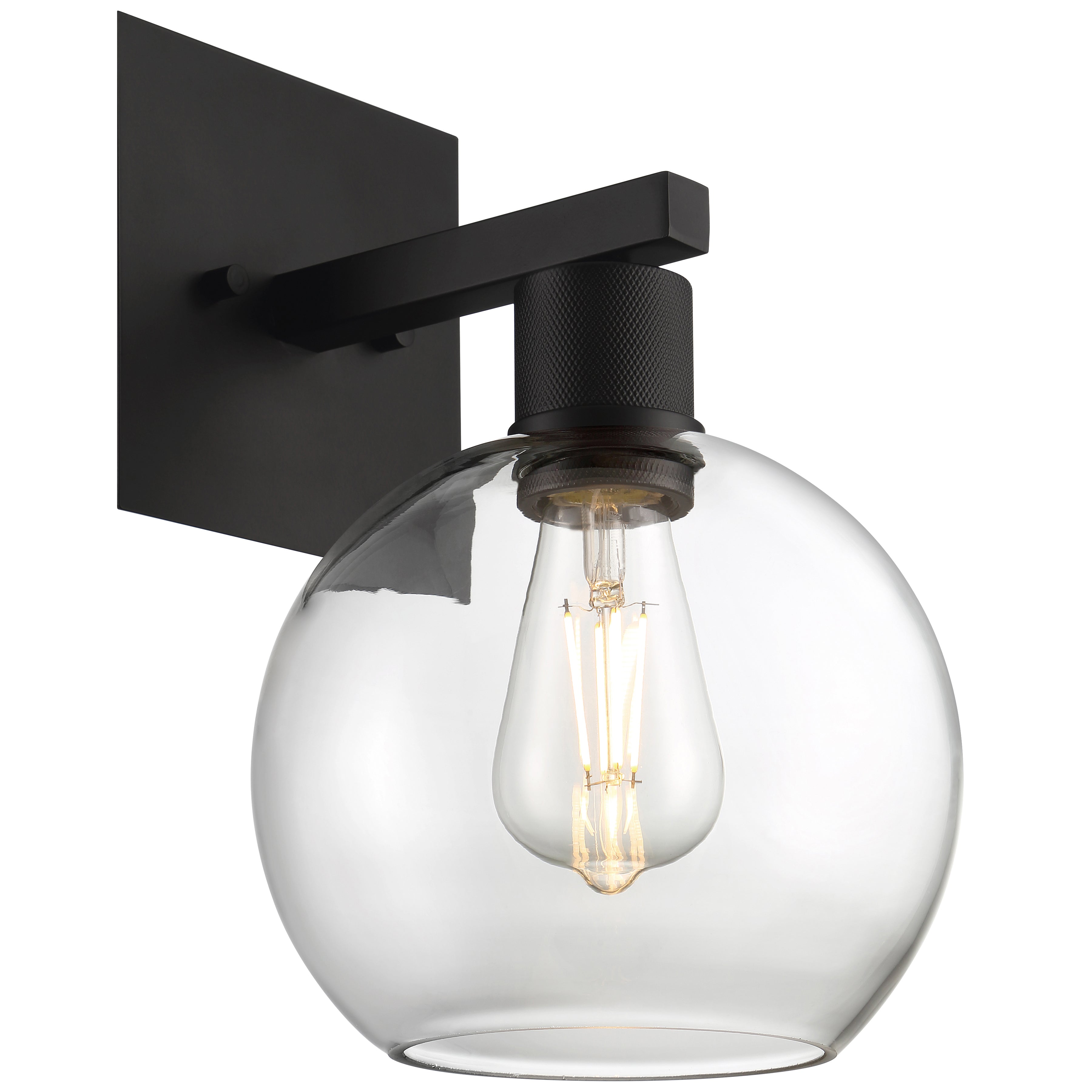 Port Nine Burgundy LED Wall Sconce, Matte Black / Clear Glass / 7W