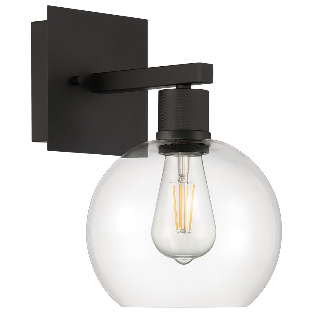 Port Nine Burgundy LED Wall Sconce, Matte Black / Clear Glass / 7W