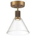 Port Nine Martini LED Semi-Flush, Antique Brushed Brass / Clear Glass / 9W