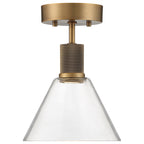 Port Nine Martini LED Semi-Flush, Antique Brushed Brass / Clear Glass / 9W