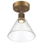 Port Nine Martini LED Semi-Flush, Antique Brushed Brass / Clear Glass / 9W