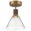 Port Nine Martini LED Semi-Flush, Antique Brushed Brass / Seeded Glass / 9W