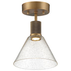 Port Nine Martini LED Semi-Flush, Antique Brushed Brass / Seeded Glass / 9W