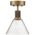Port Nine Martini LED Semi-Flush, Antique Brushed Brass / Seeded Glass / 9W