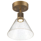 Port Nine Martini LED Semi-Flush, Antique Brushed Brass / Seeded Glass / 9W
