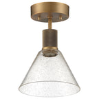 Port Nine Martini LED Semi-Flush, Antique Brushed Brass / Seeded Glass / 9W