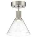 Port Nine Martini LED Semi-Flush, Brushed Steel / Seeded Glass / 9W