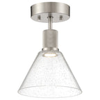 Port Nine Martini LED Semi-Flush, Brushed Steel / Seeded Glass / 9W