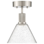 Port Nine Martini LED Semi-Flush, Brushed Steel / Seeded Glass / 9W