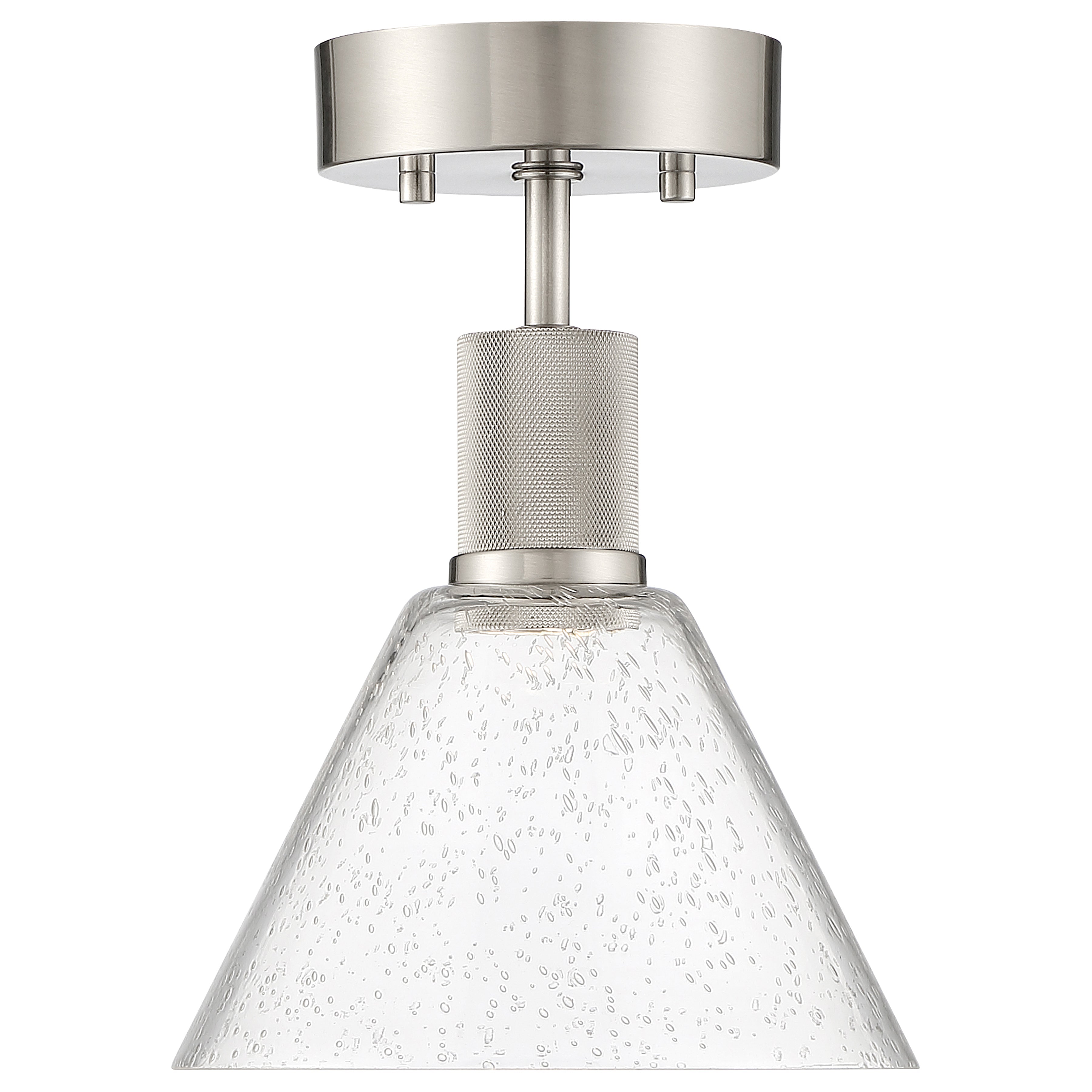 Port Nine Martini LED Semi-Flush, Brushed Steel / Seeded Glass / 9W
