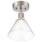 Port Nine Martini LED Semi-Flush, Brushed Steel / Seeded Glass / 9W