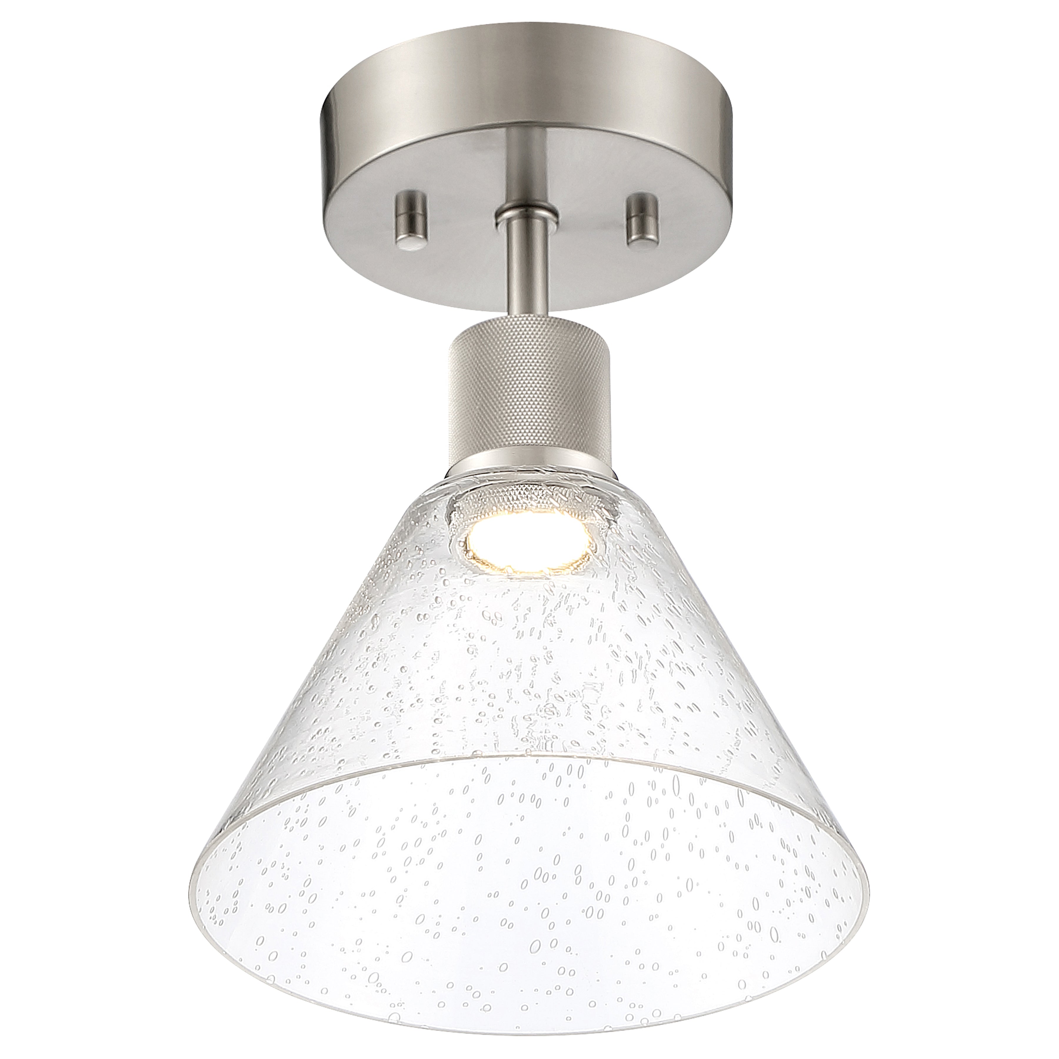 Port Nine Martini LED Semi-Flush, Brushed Steel / Seeded Glass / 9W