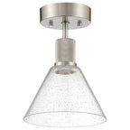 Port Nine Martini LED Semi-Flush, Brushed Steel / Seeded Glass / 9W