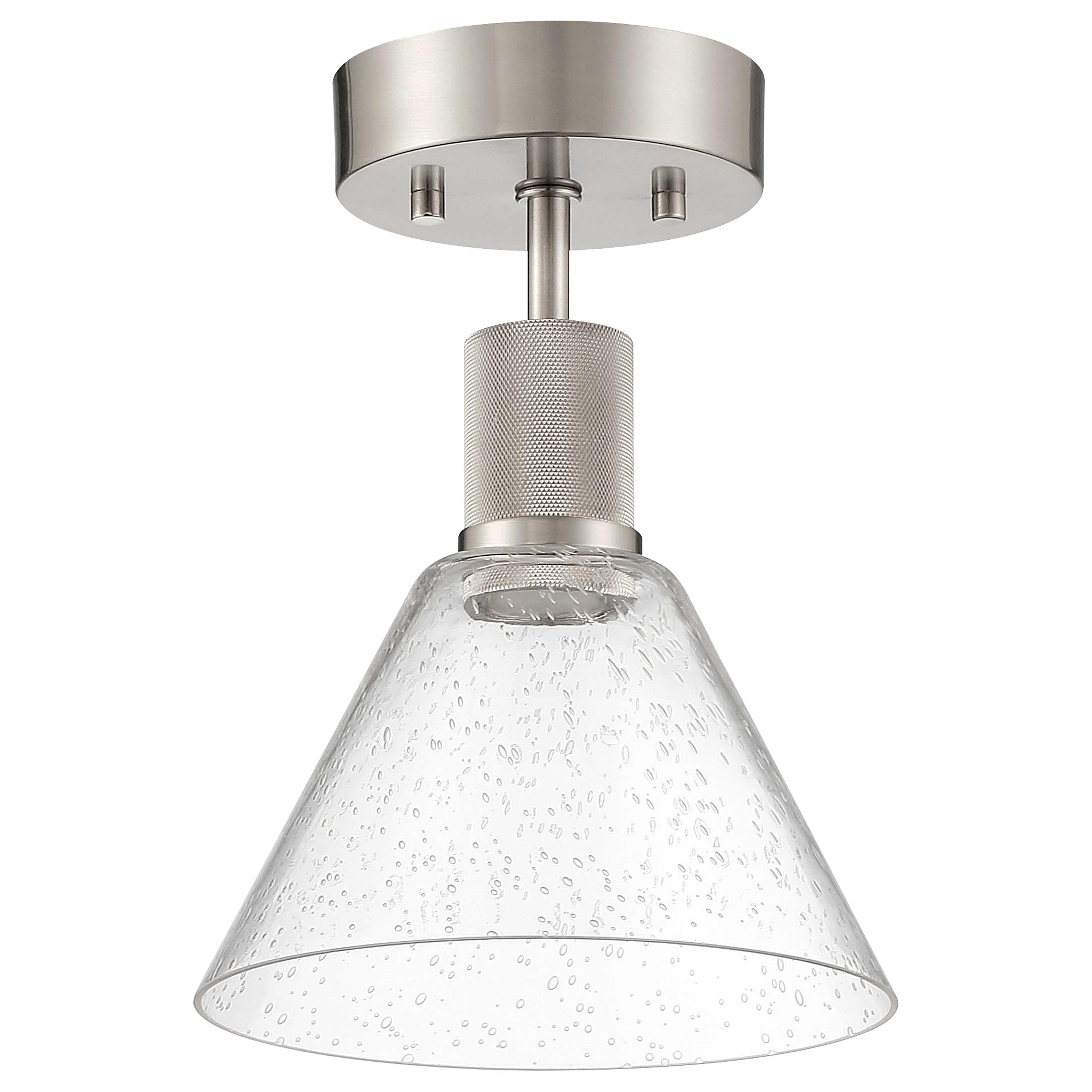 Port Nine Martini LED Semi-Flush, Brushed Steel / Seeded Glass / 9W