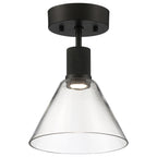 Port Nine Martini LED Semi-Flush, Matte Black / Clear Glass / 9W