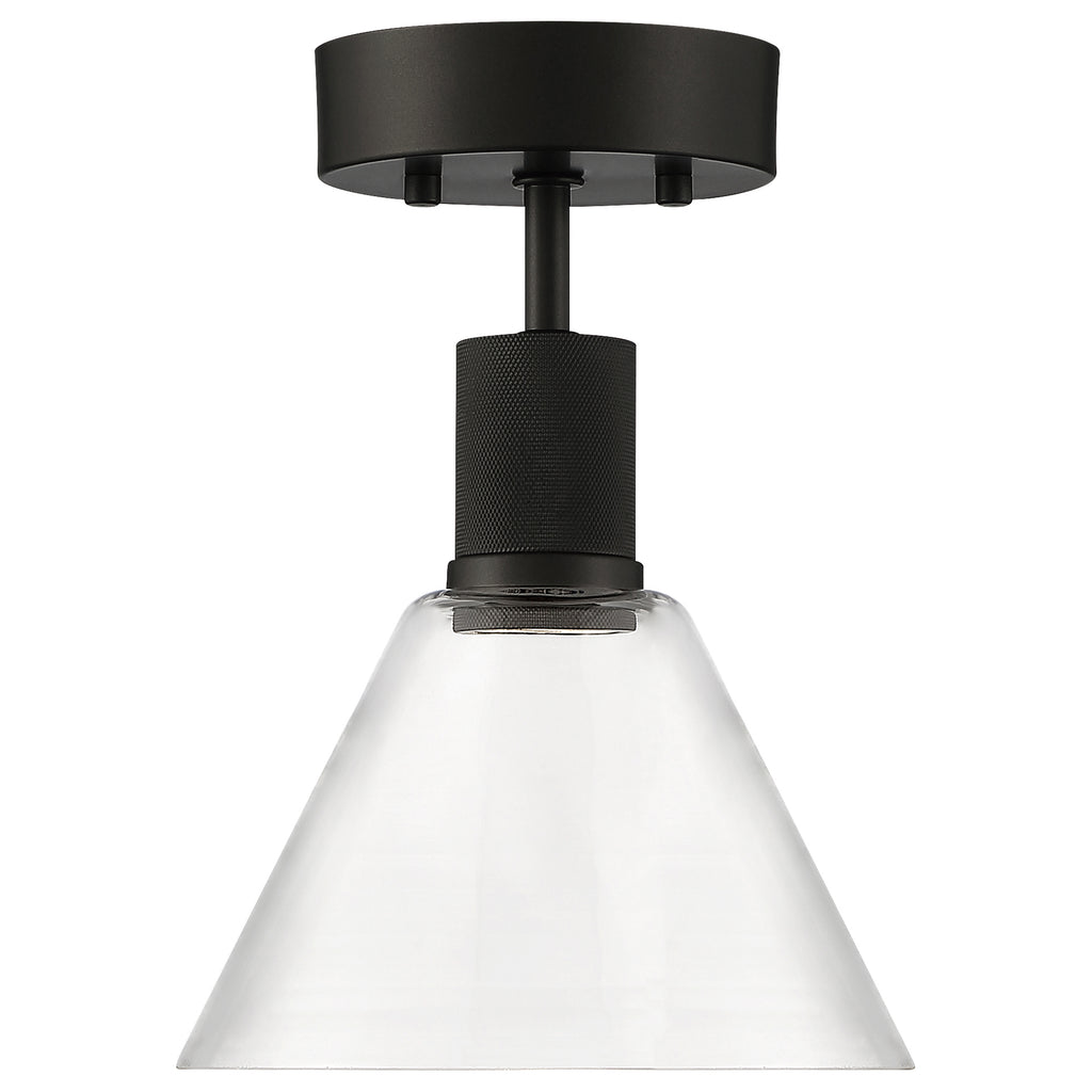 Port Nine Martini LED Semi-Flush, Matte Black / Clear Glass / 9W