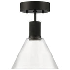 Port Nine Martini LED Semi-Flush, Matte Black / Clear Glass / 9W