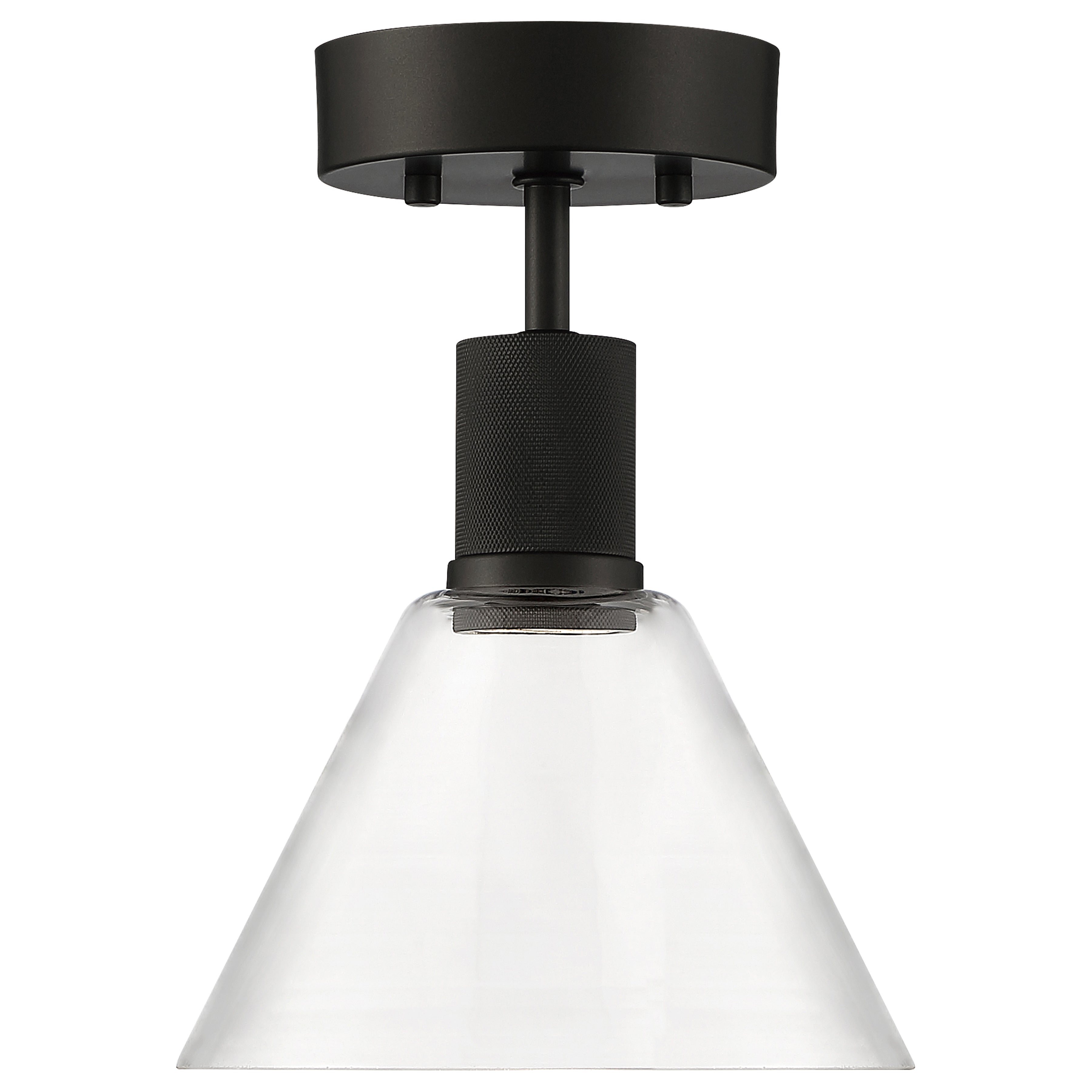 Port Nine Martini LED Semi-Flush, Matte Black / Clear Glass / 9W