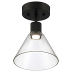 Port Nine Martini LED Semi-Flush, Matte Black / Clear Glass / 9W