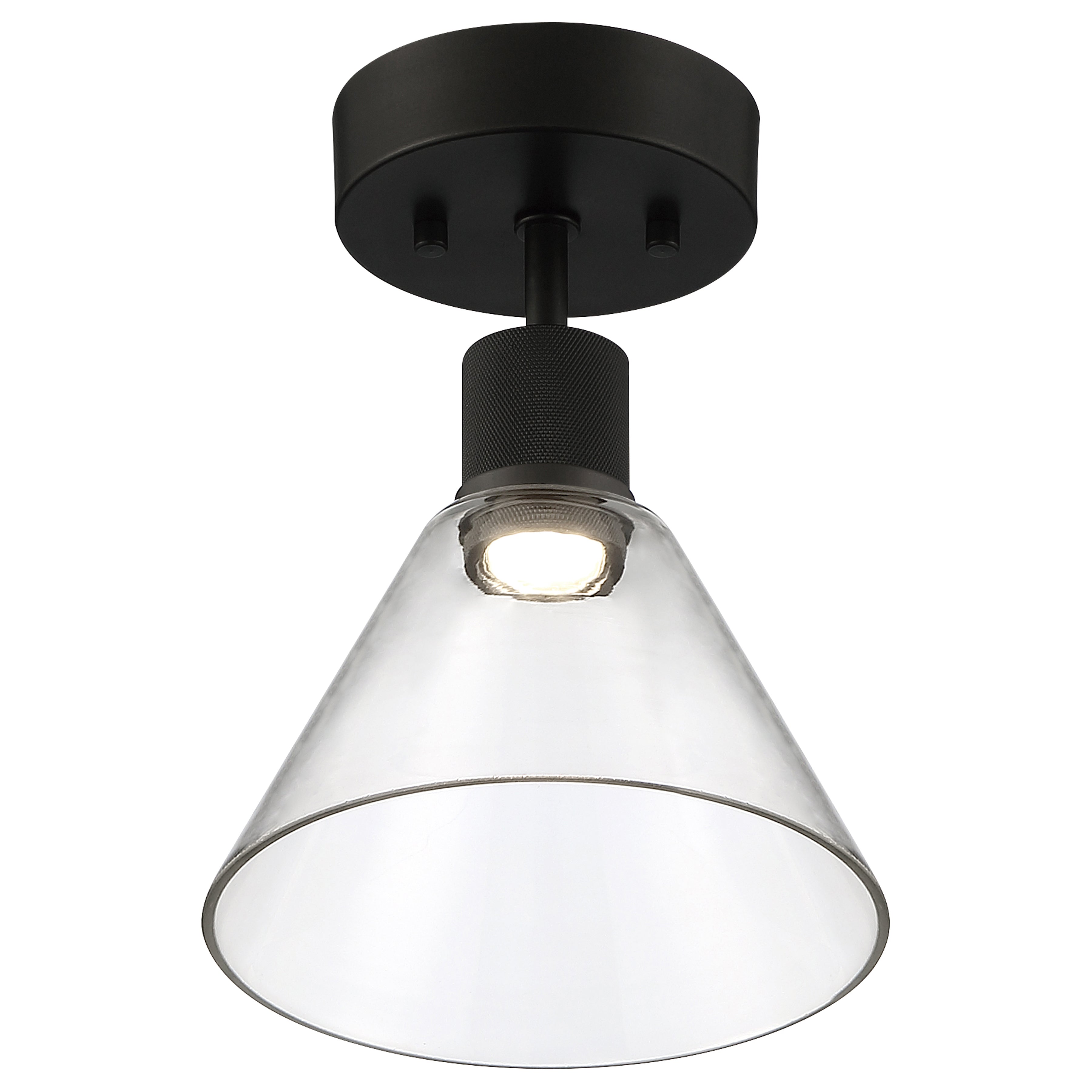 Port Nine Martini LED Semi-Flush, Matte Black / Clear Glass / 9W