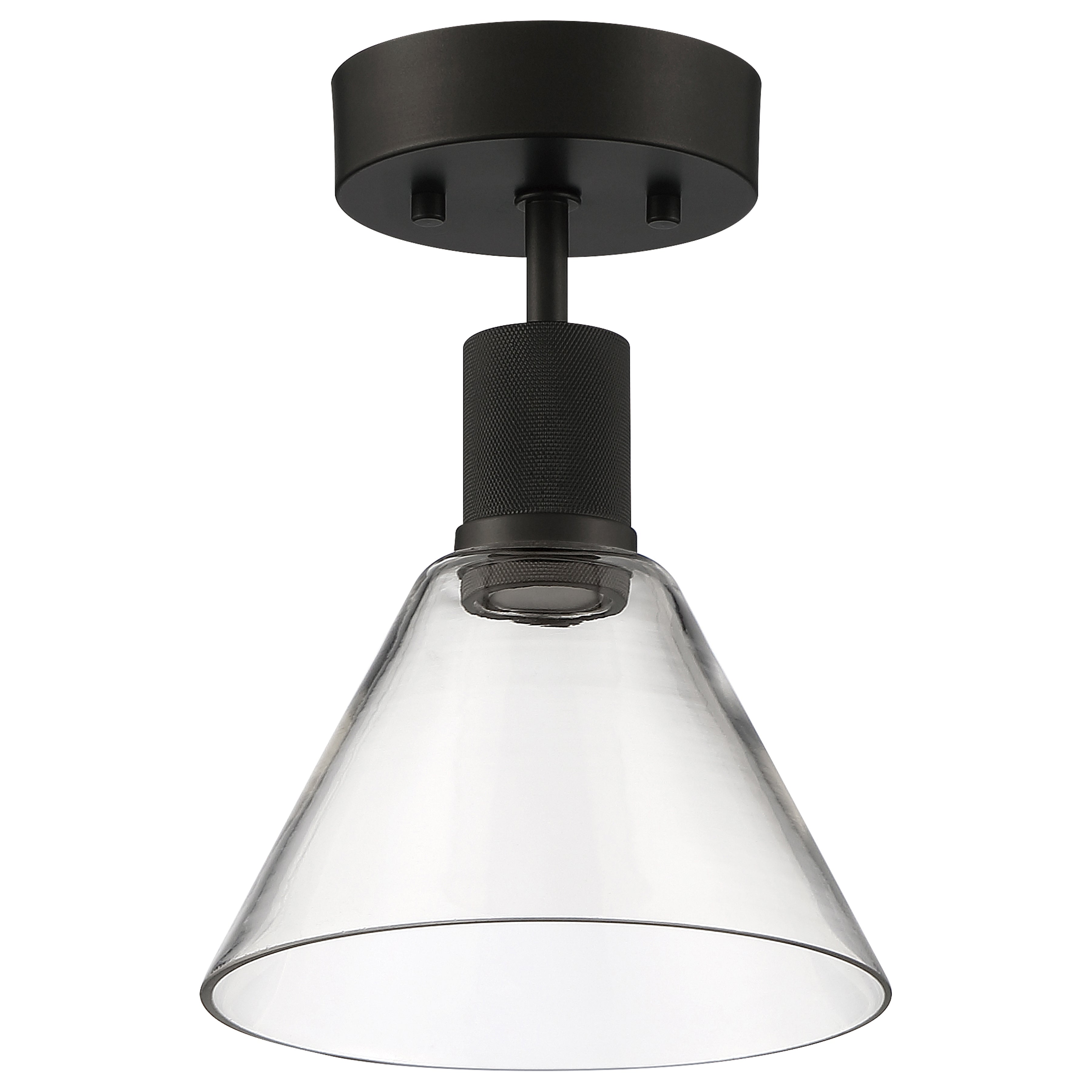Port Nine Martini LED Semi-Flush, Matte Black / Clear Glass / 9W